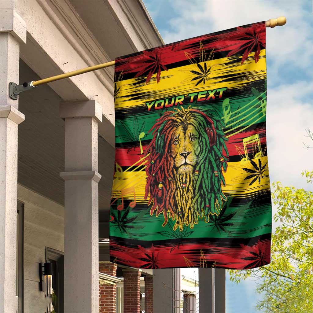 Personalised Rastafarian Lion Garden Flag Cannabis Leaf Pattern LT15