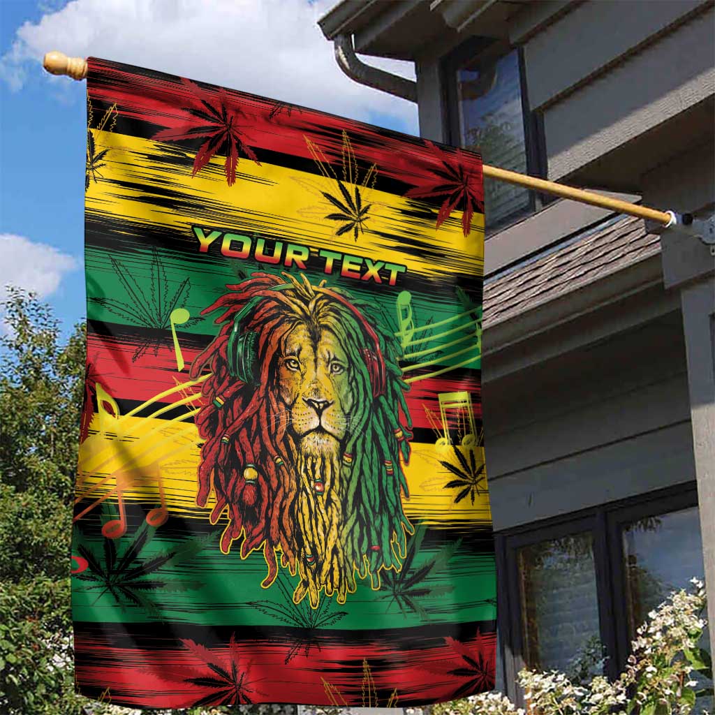 Personalised Rastafarian Lion Garden Flag Cannabis Leaf Pattern LT15
