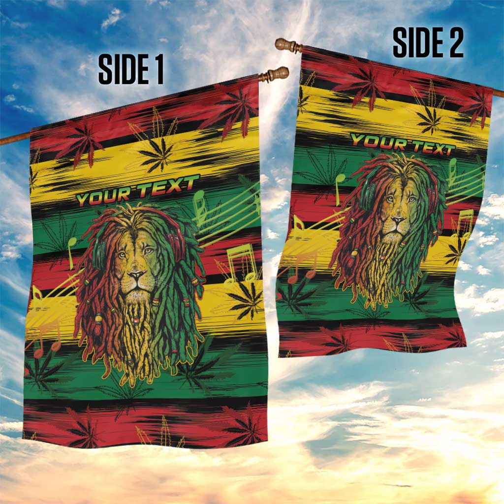 Personalised Rastafarian Lion Garden Flag Cannabis Leaf Pattern LT15