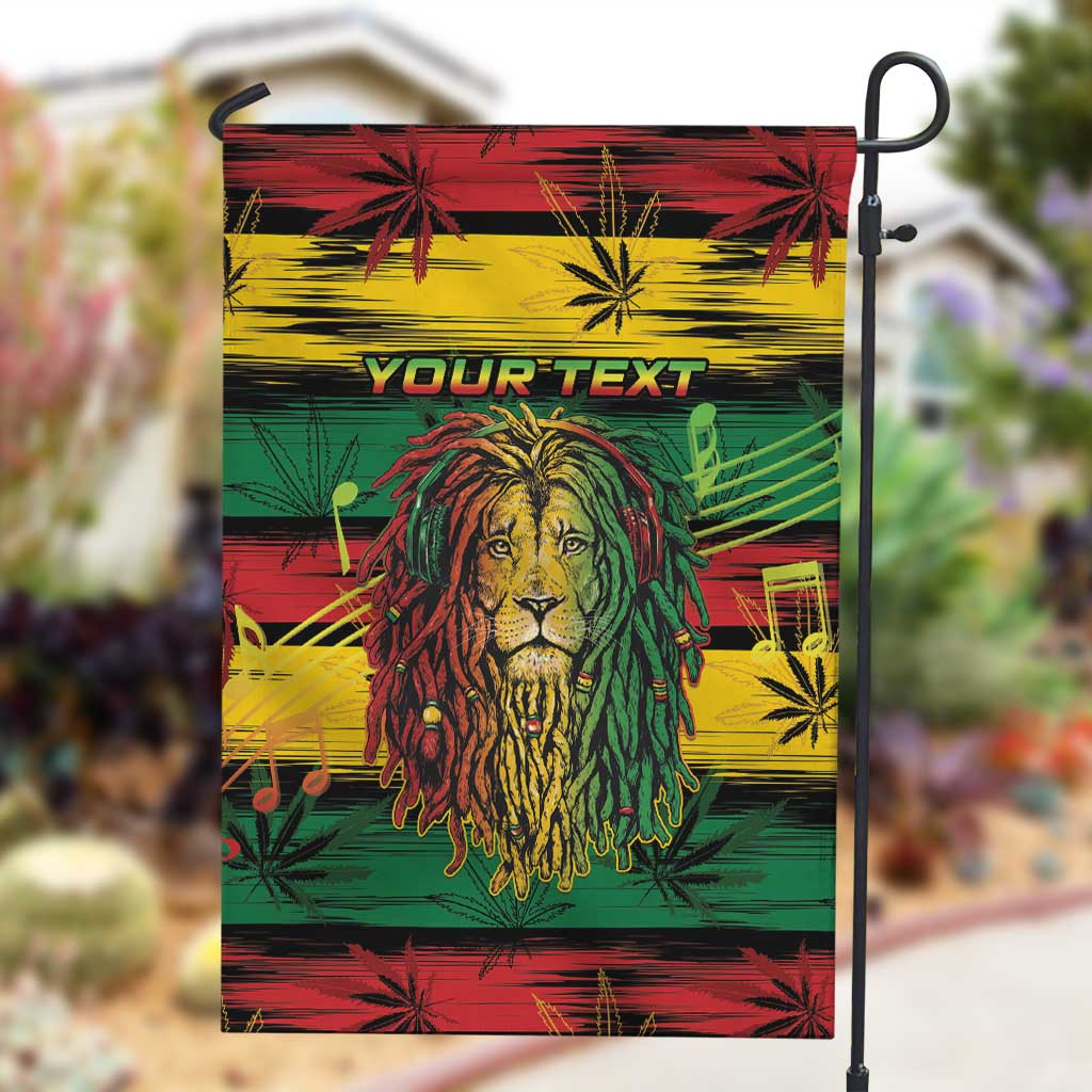 Personalised Rastafarian Lion Garden Flag Cannabis Leaf Pattern LT15