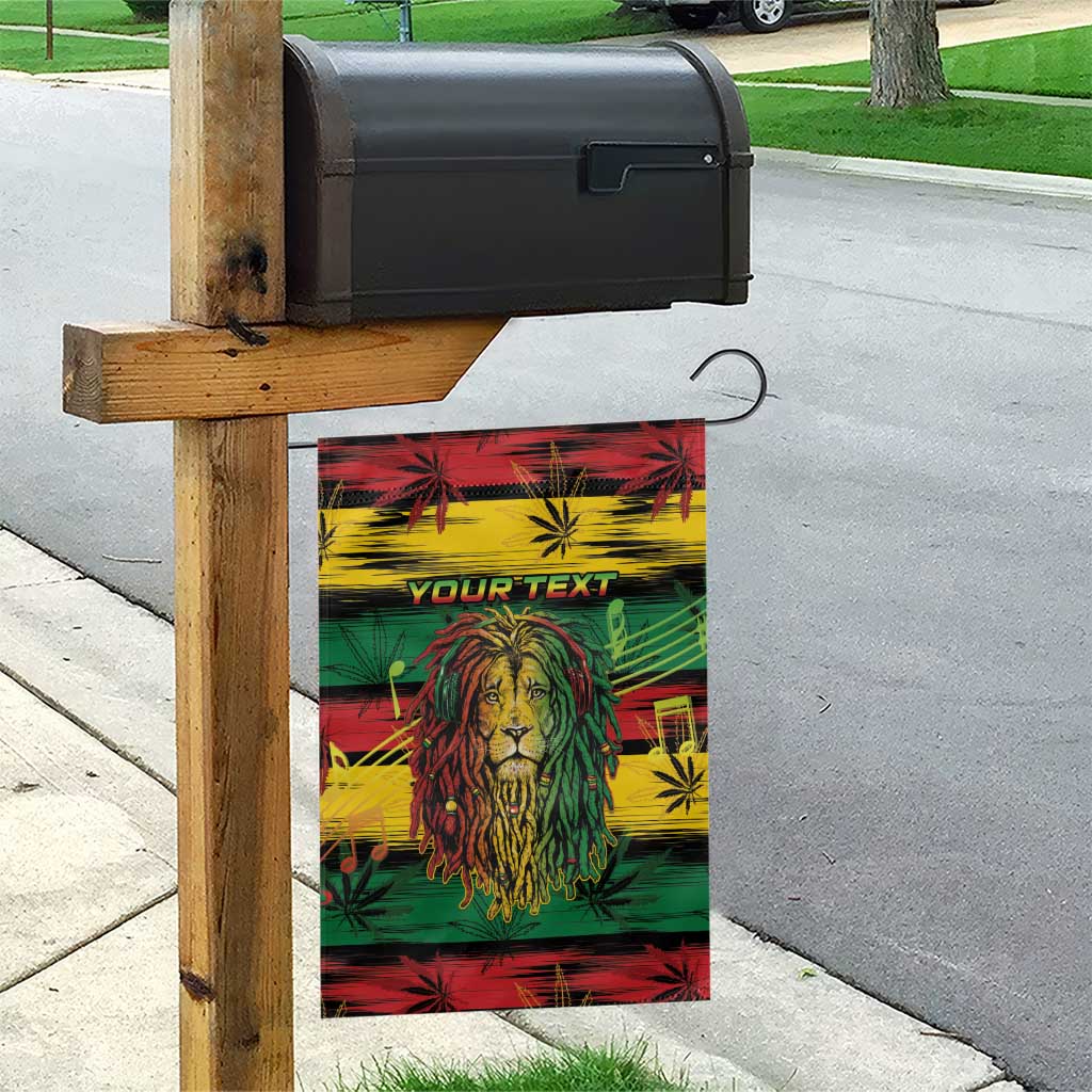 Personalised Rastafarian Lion Garden Flag Cannabis Leaf Pattern LT15