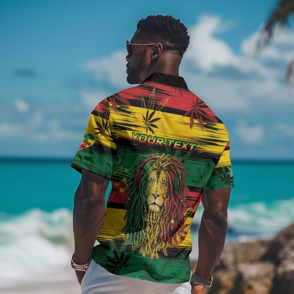 Personalised Rastafarian Lion Hawaiian Shirt Cannabis Leaf Pattern LT15
