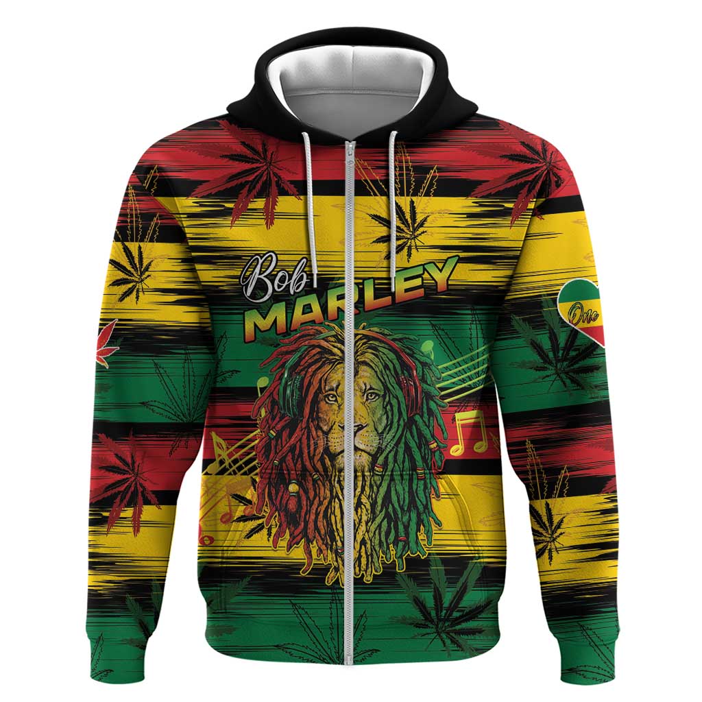 Personalised Rastafarian Lion Hoodie Cannabis Leaf Pattern LT15