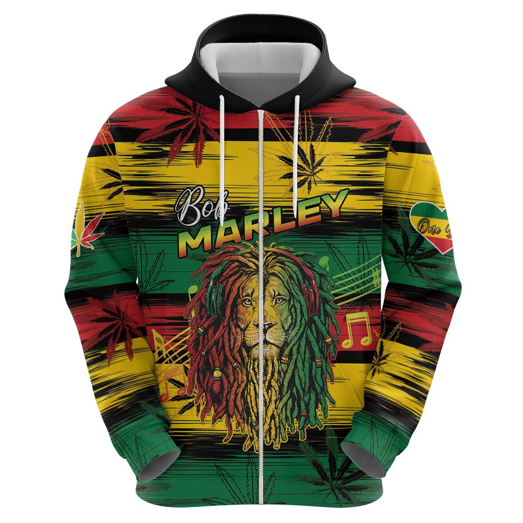 Personalised Rastafarian Lion Hoodie Cannabis Leaf Pattern LT15