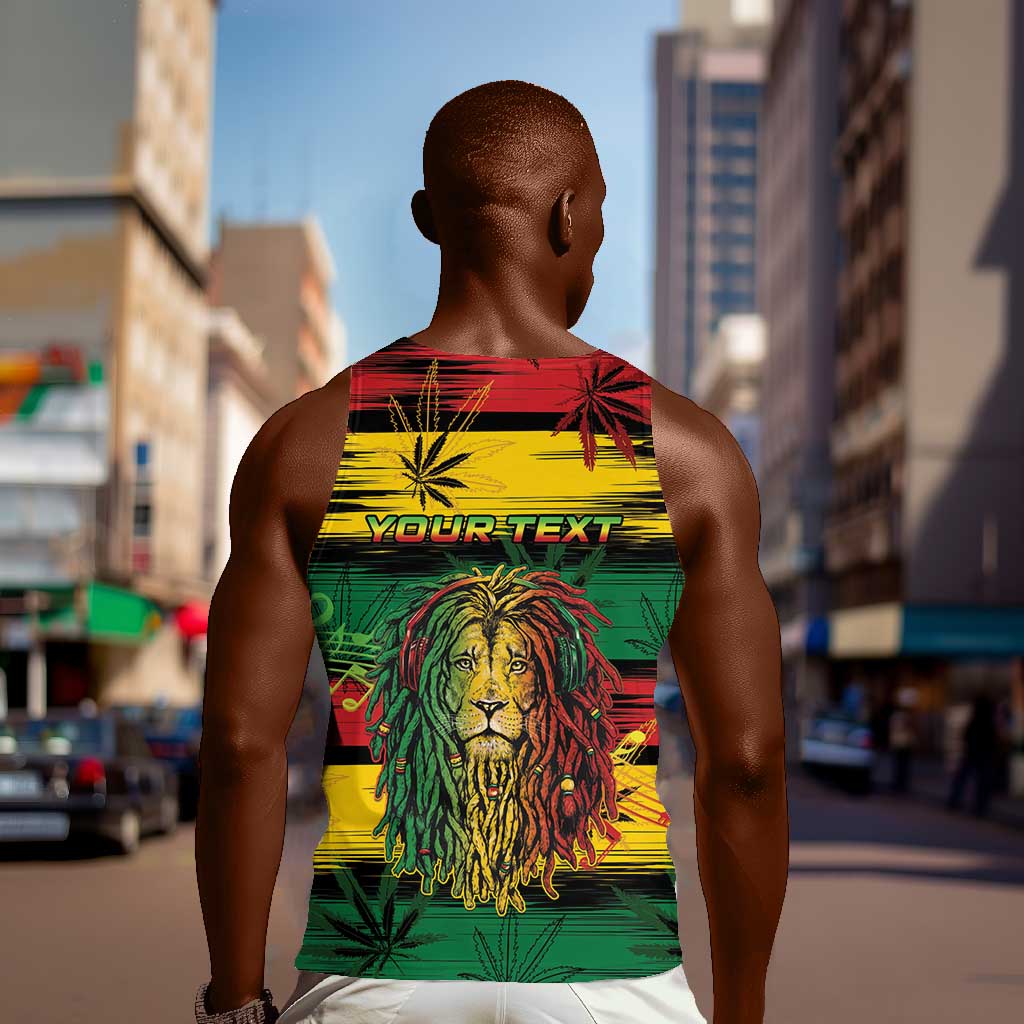 Personalised Rastafarian Lion Men Tank Top Cannabis Leaf Pattern LT15