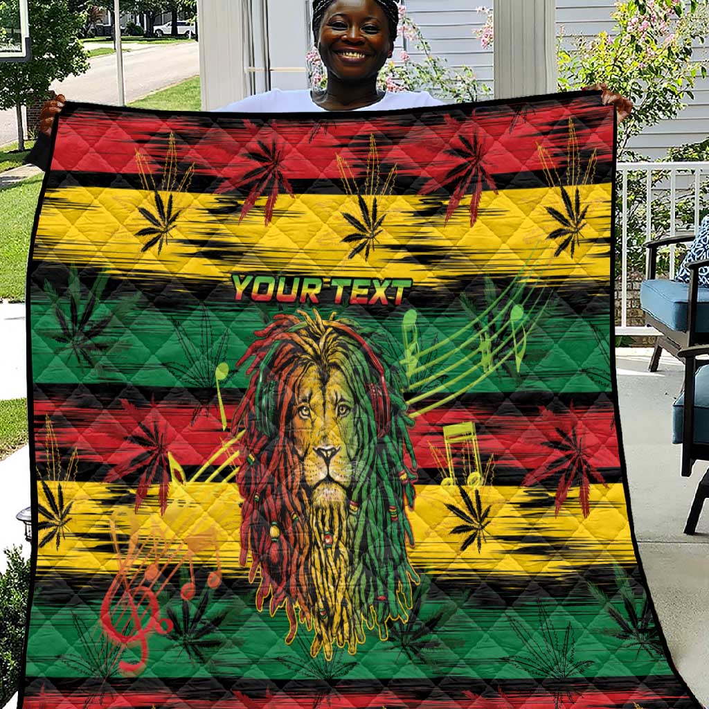 Personalised Rastafarian Lion Quilt Cannabis Leaf Pattern LT15