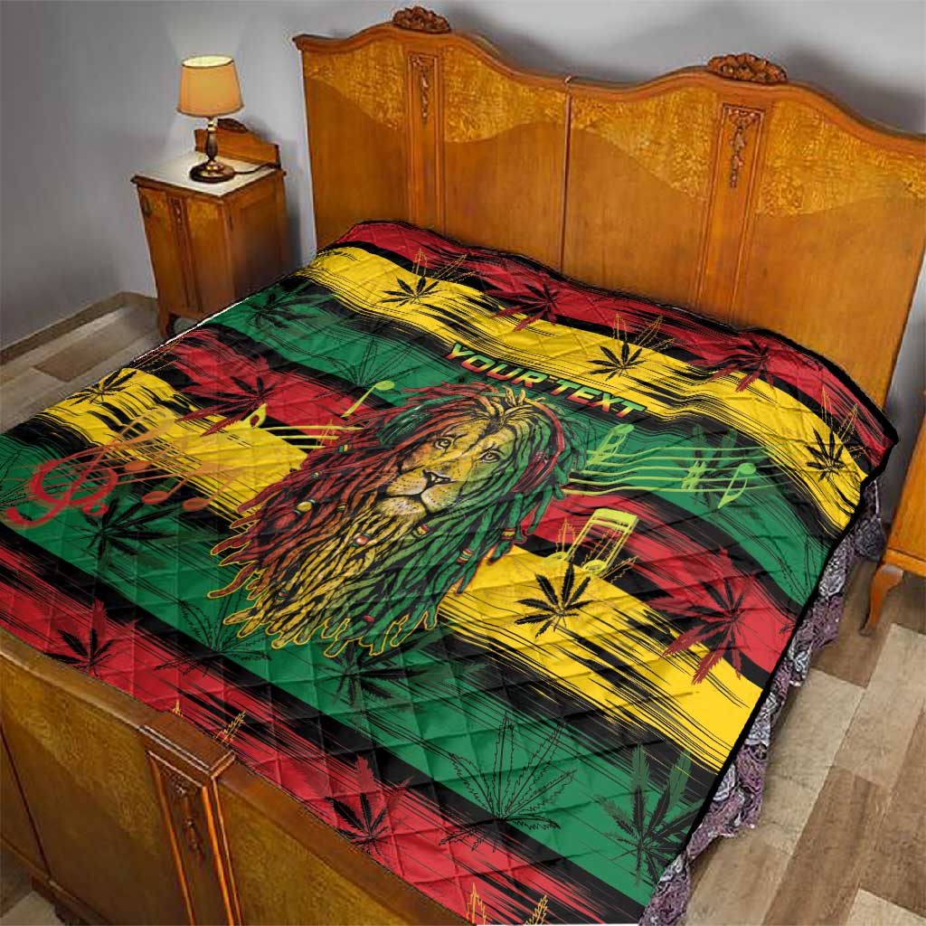 Personalised Rastafarian Lion Quilt Cannabis Leaf Pattern LT15