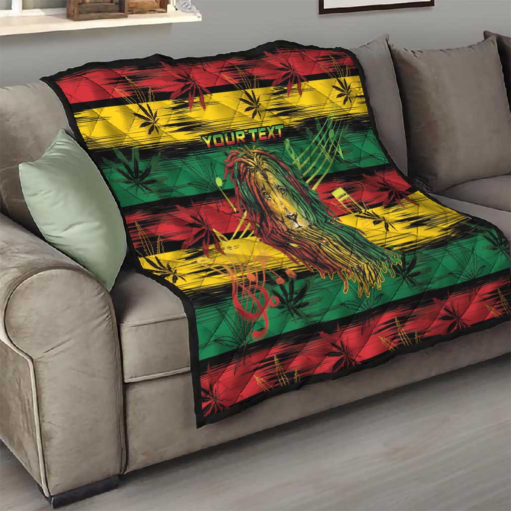 Personalised Rastafarian Lion Quilt Cannabis Leaf Pattern LT15