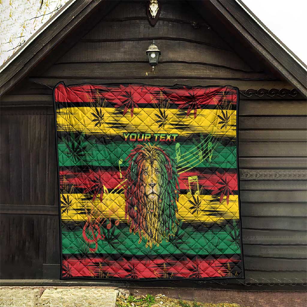 Personalised Rastafarian Lion Quilt Cannabis Leaf Pattern LT15