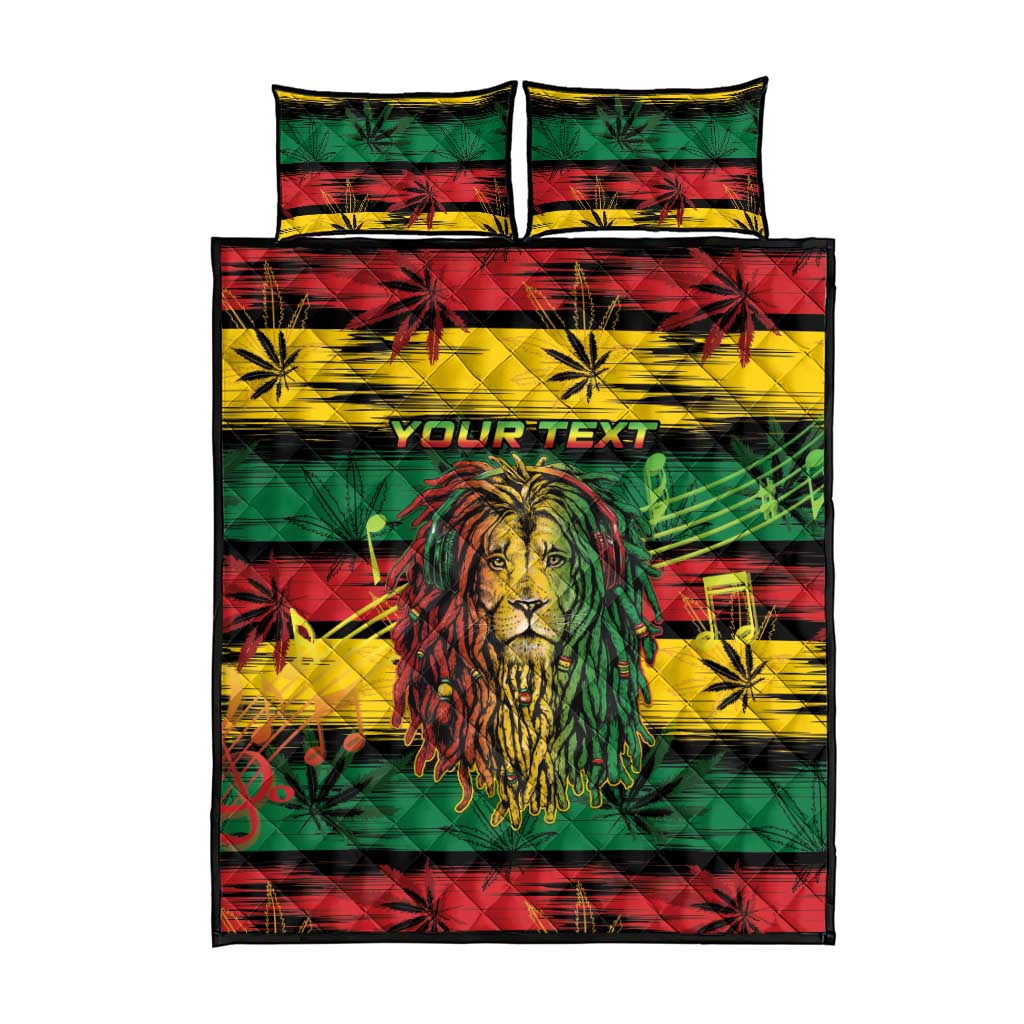 Personalised Rastafarian Lion Quilt Bed Set Cannabis Leaf Pattern LT15