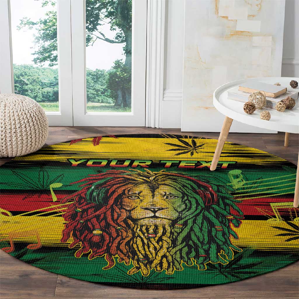Personalised Rastafarian Lion Round Carpet Cannabis Leaf Pattern LT15