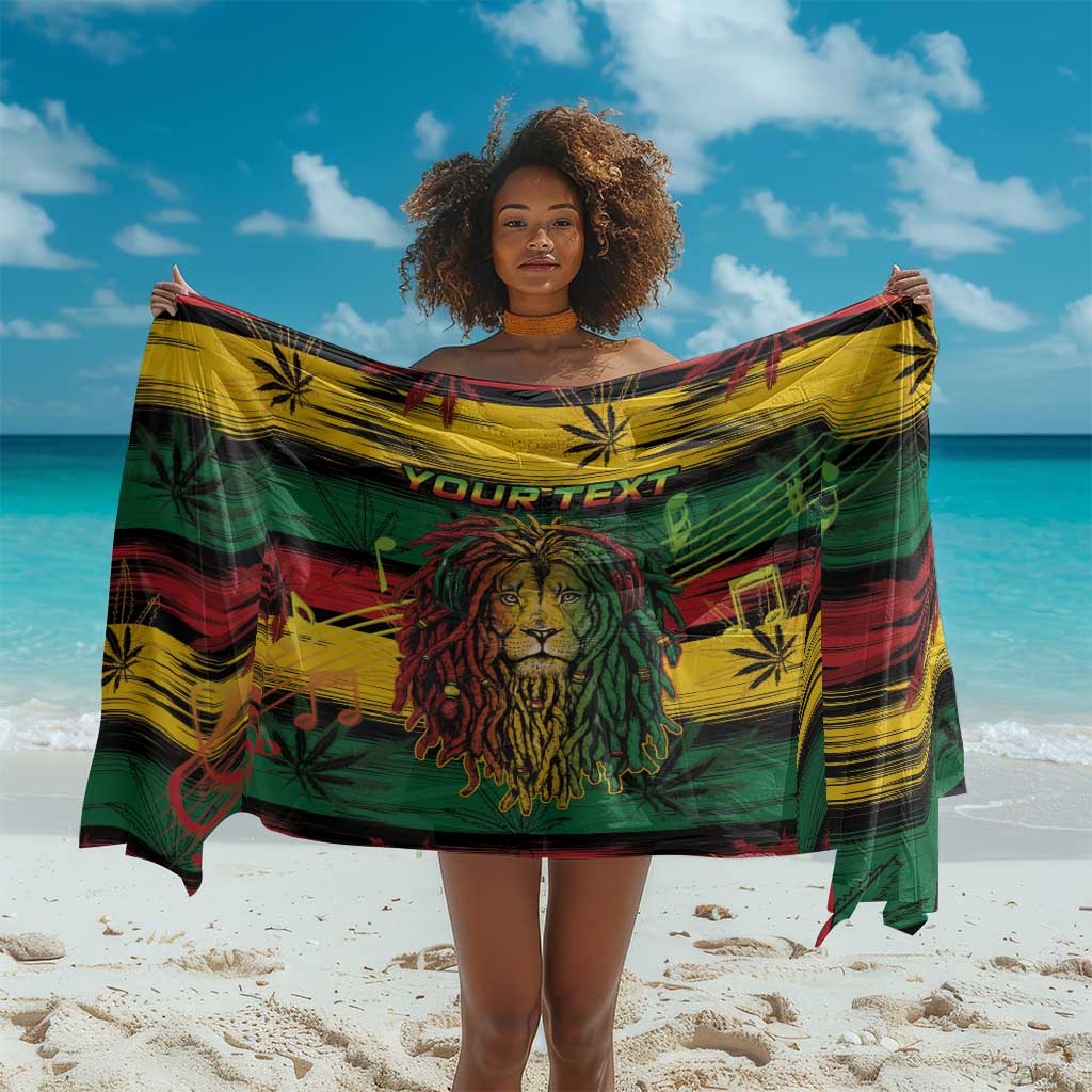 Personalised Rastafarian Lion Sarong Cannabis Leaf Pattern LT15