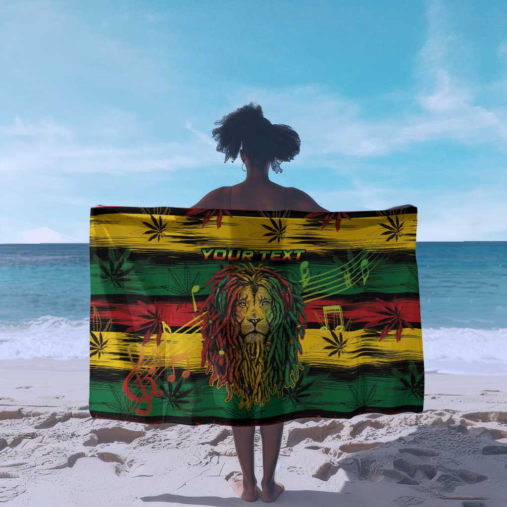 Personalised Rastafarian Lion Sarong Cannabis Leaf Pattern LT15