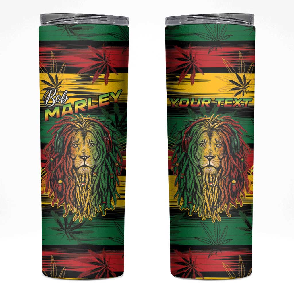 Personalised Rastafarian Lion Skinny Tumbler Cannabis Leaf Pattern LT15