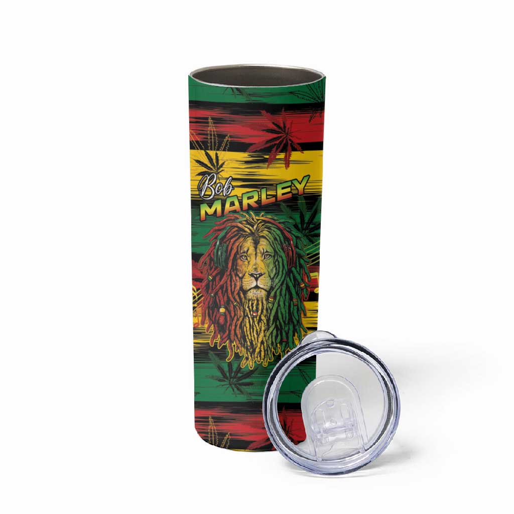Personalised Rastafarian Lion Skinny Tumbler Cannabis Leaf Pattern LT15