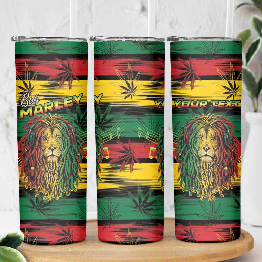 Personalised Rastafarian Lion Skinny Tumbler Cannabis Leaf Pattern LT15