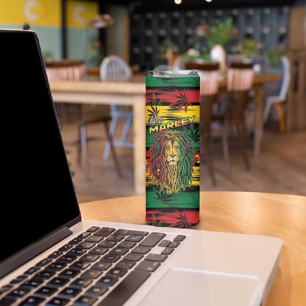 Personalised Rastafarian Lion Skinny Tumbler Cannabis Leaf Pattern LT15