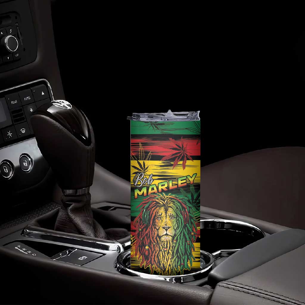 Personalised Rastafarian Lion Skinny Tumbler Cannabis Leaf Pattern LT15