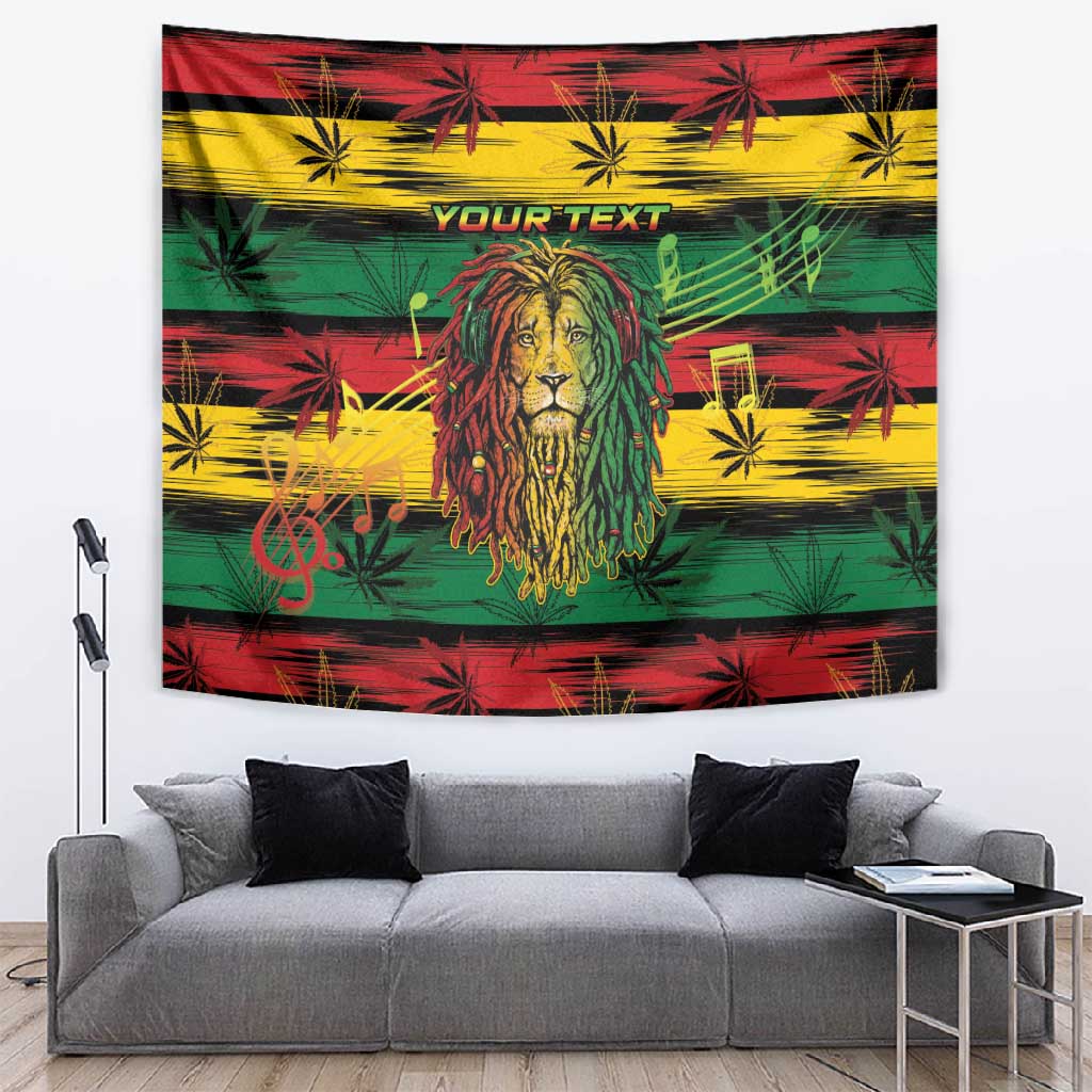 Personalised Rastafarian Lion Tapestry Cannabis Leaf Pattern LT15