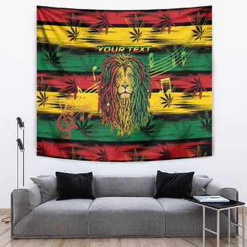 Personalised Rastafarian Lion Tapestry Cannabis Leaf Pattern LT15