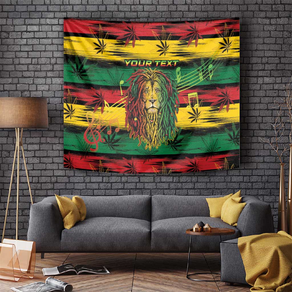 Personalised Rastafarian Lion Tapestry Cannabis Leaf Pattern LT15