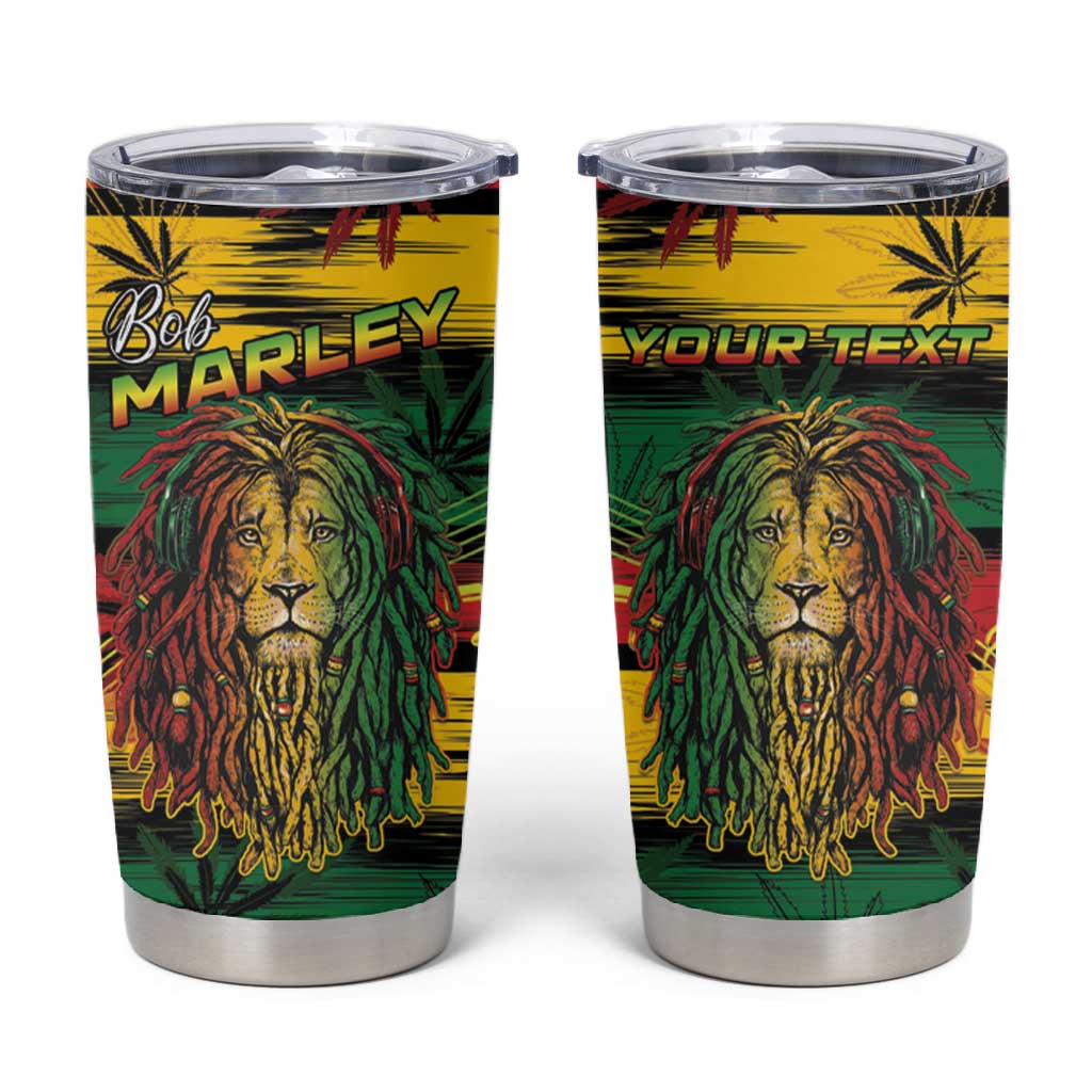 Personalised Rastafarian Lion Tumbler Cup Cannabis Leaf Pattern LT15
