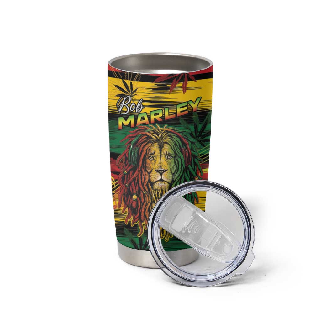 Personalised Rastafarian Lion Tumbler Cup Cannabis Leaf Pattern LT15