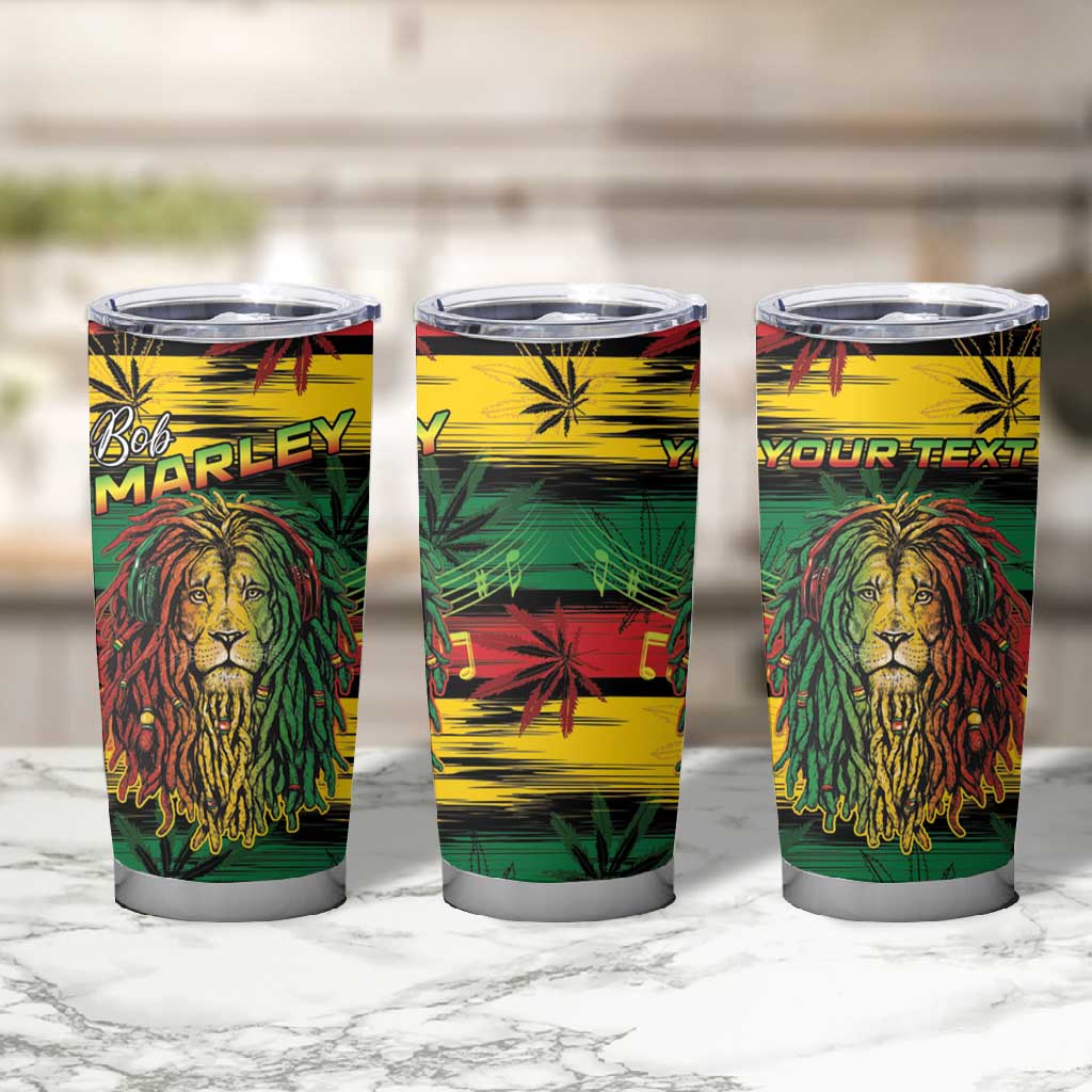 Personalised Rastafarian Lion Tumbler Cup Cannabis Leaf Pattern LT15
