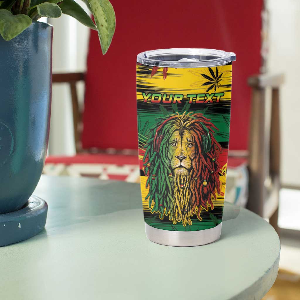 Personalised Rastafarian Lion Tumbler Cup Cannabis Leaf Pattern LT15