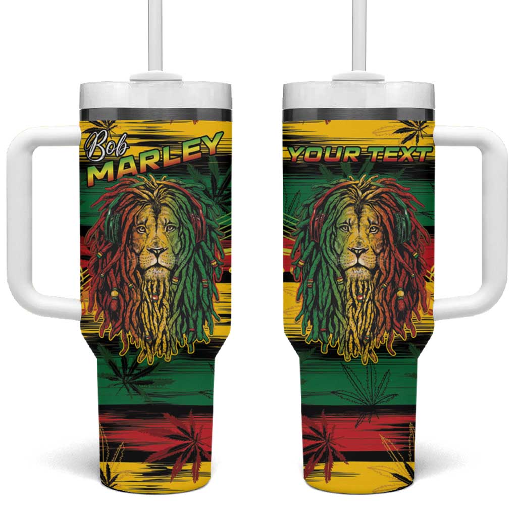 Personalised Rastafarian Lion Tumbler With Handle Cannabis Leaf Pattern LT15