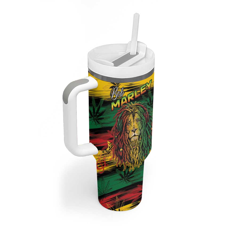 Personalised Rastafarian Lion Tumbler With Handle Cannabis Leaf Pattern LT15