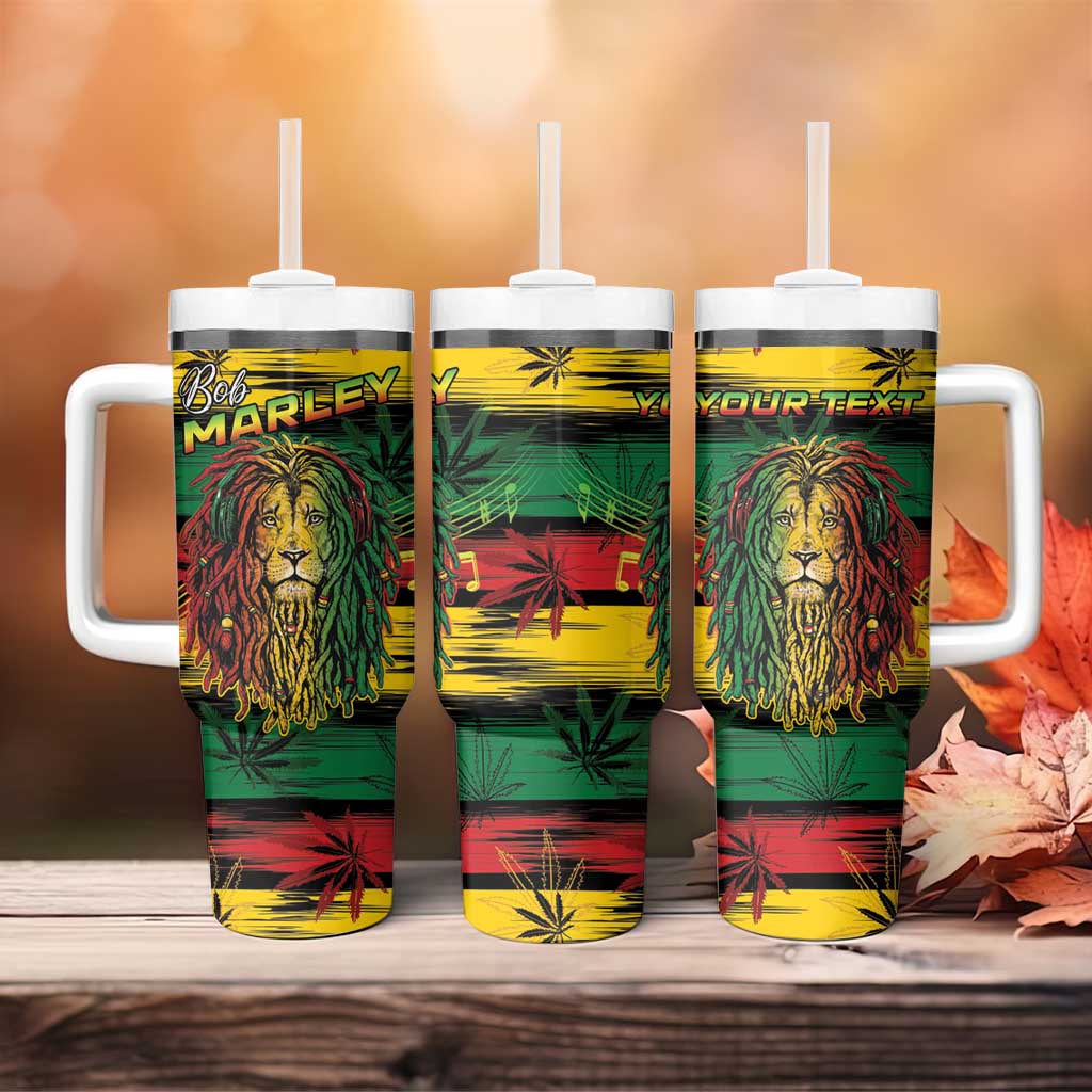 Personalised Rastafarian Lion Tumbler With Handle Cannabis Leaf Pattern LT15