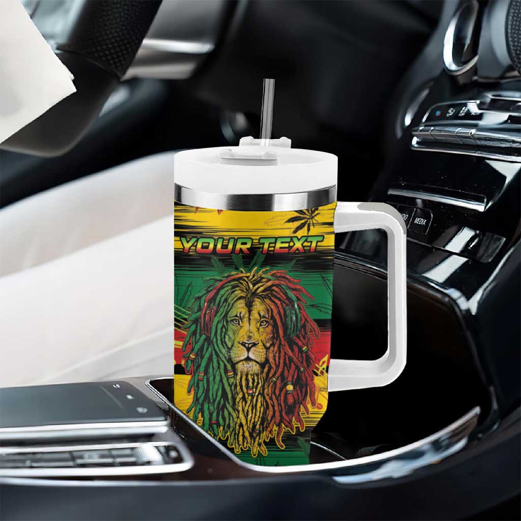 Personalised Rastafarian Lion Tumbler With Handle Cannabis Leaf Pattern LT15