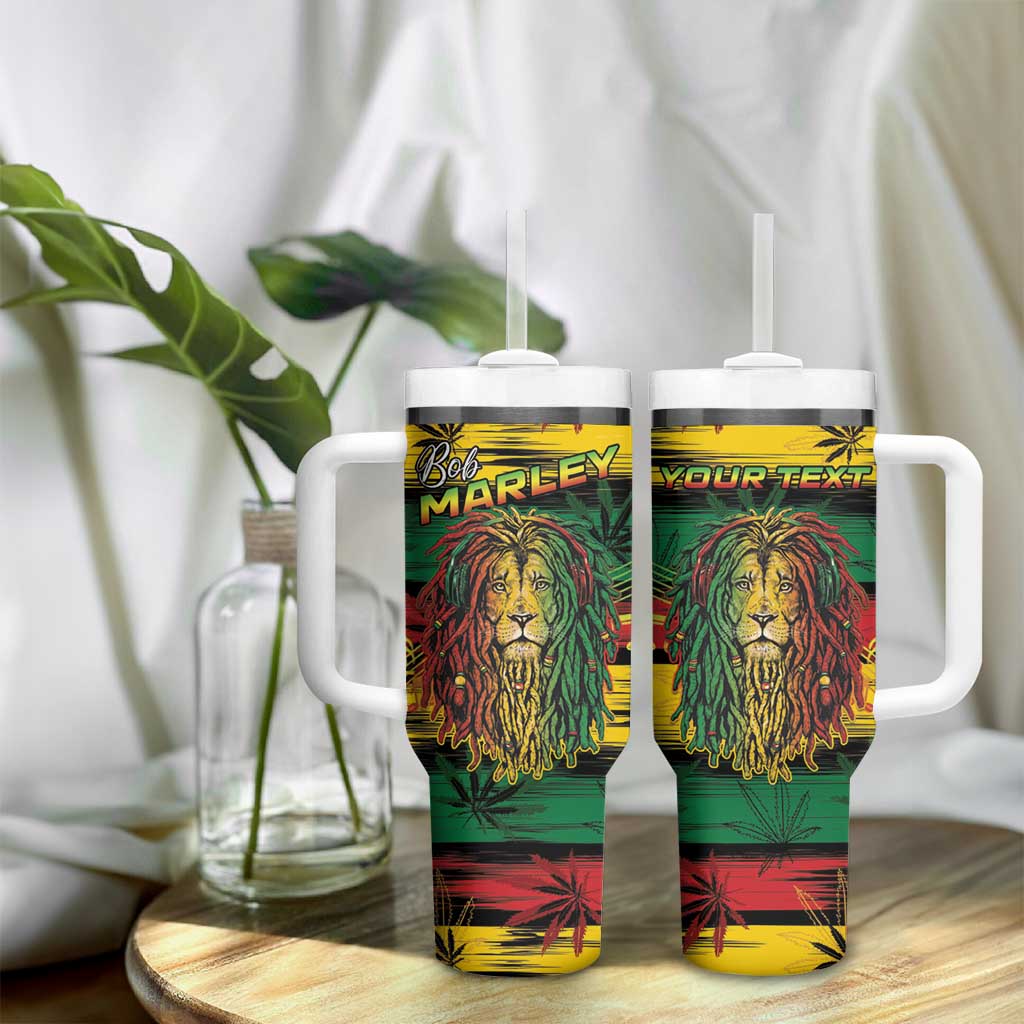 Personalised Rastafarian Lion Tumbler With Handle Cannabis Leaf Pattern LT15