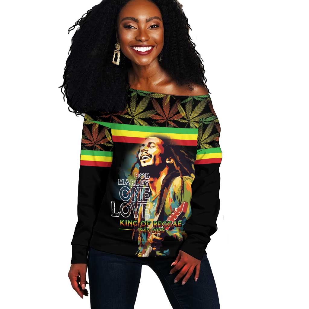 Jamaica Legend Bob Birthday Off Shoulder Sweater Thank You For The Memories LT15