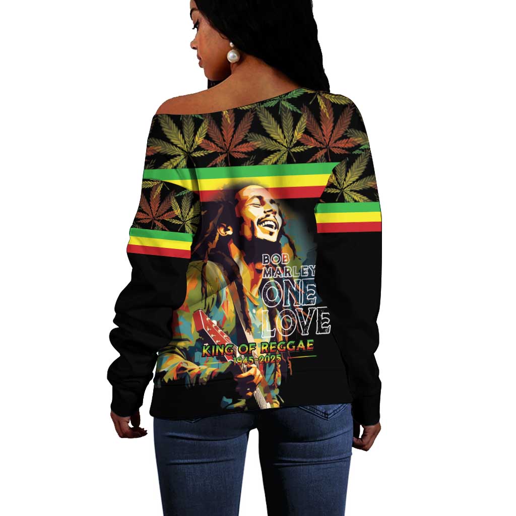 Jamaica Legend Bob Birthday Off Shoulder Sweater Thank You For The Memories LT15