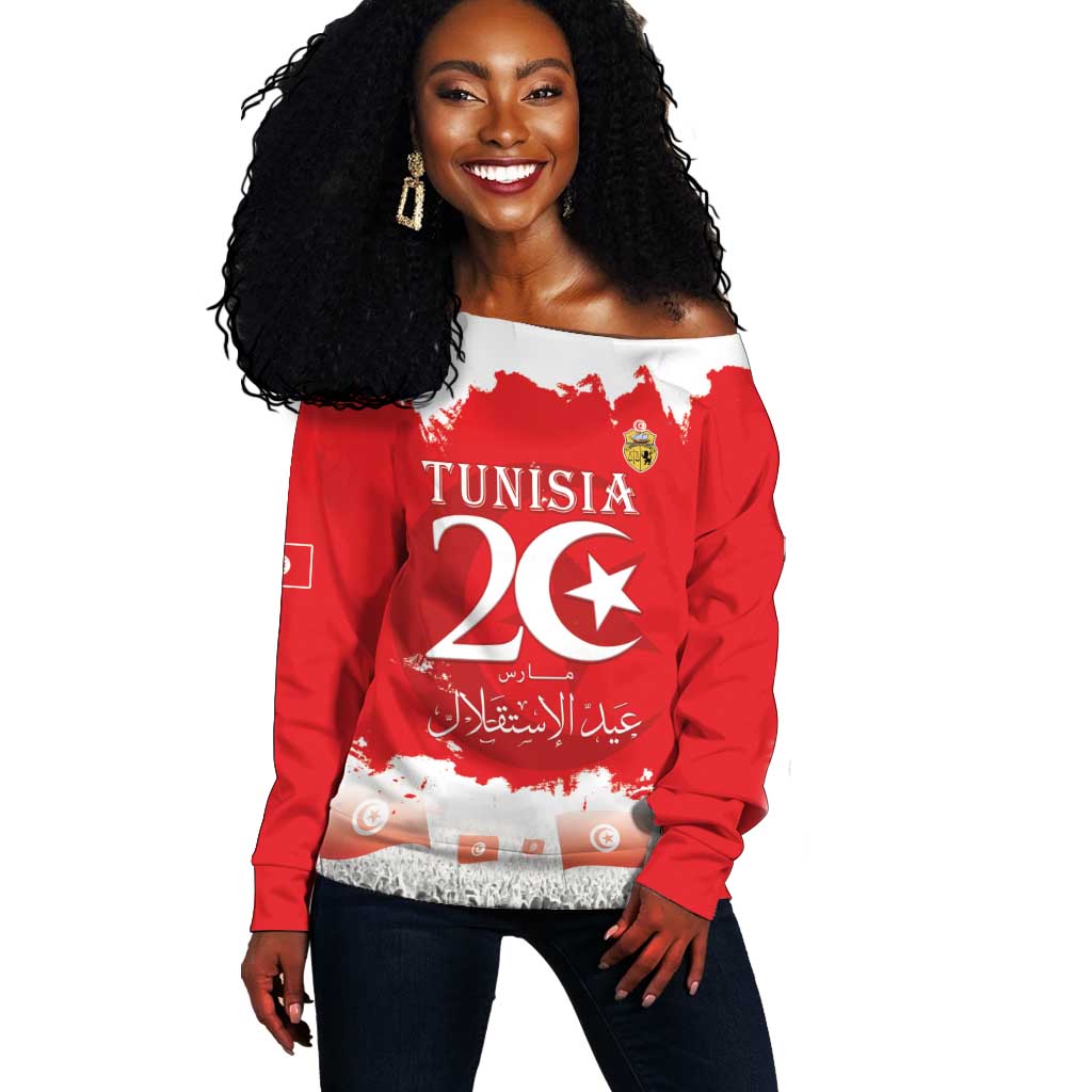 Personalized Afro Tunisia Off Shoulder Sweater Happy 69th Anniversary Independence LT15