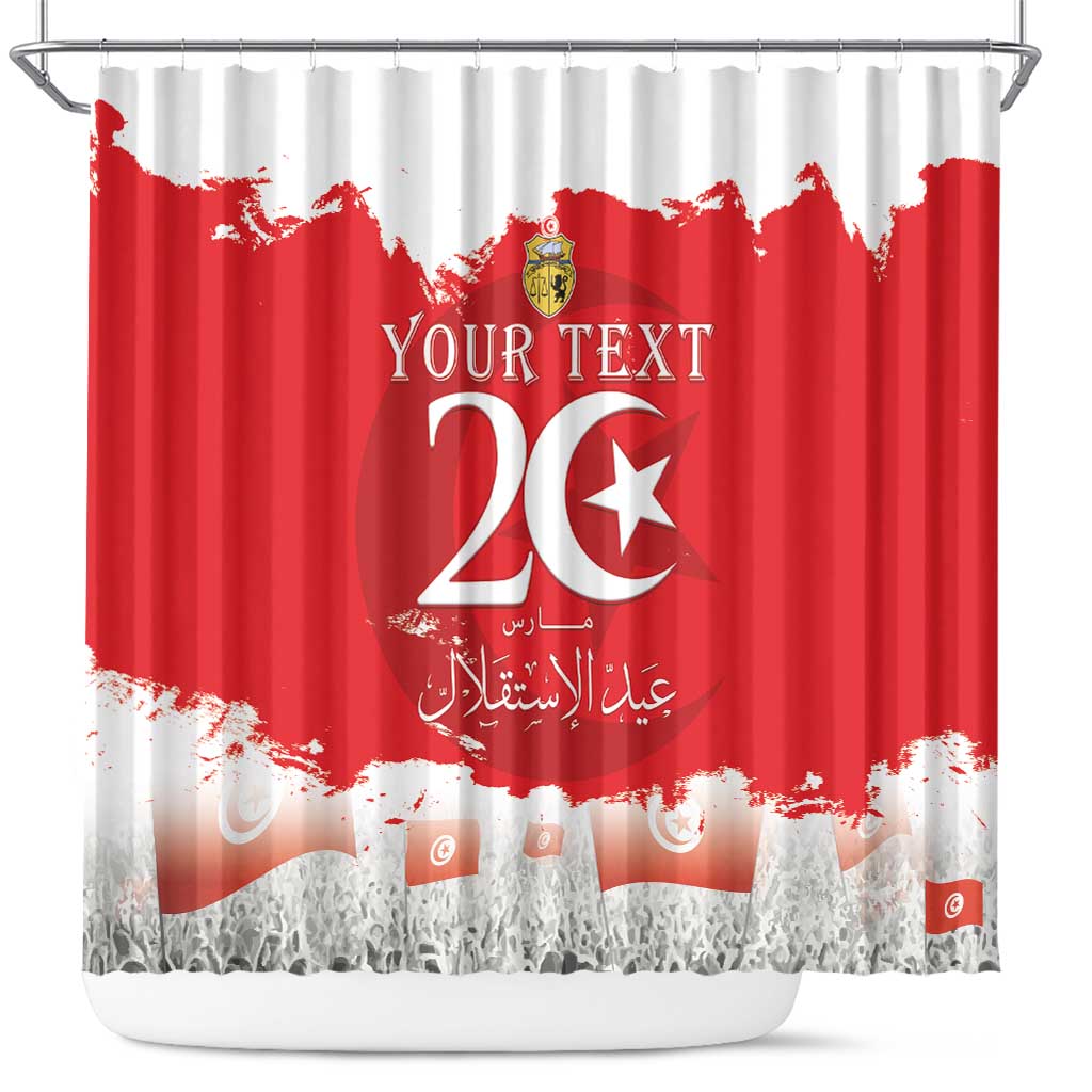 Personalised Tunisia Independence Day Shower Curtain 69th Anniversary - Flag Map LT15