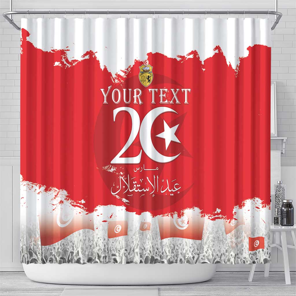 Personalised Tunisia Independence Day Shower Curtain 69th Anniversary - Flag Map LT15
