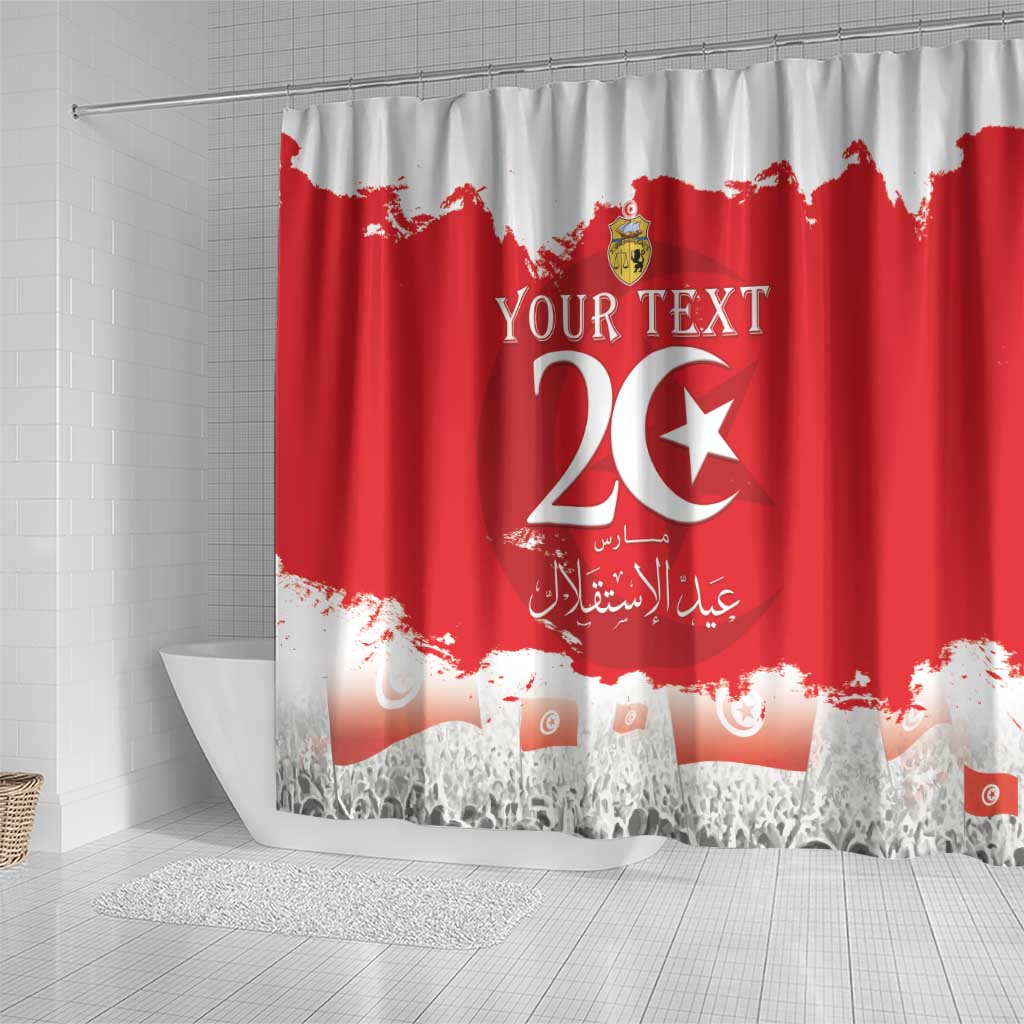 Personalised Tunisia Independence Day Shower Curtain 69th Anniversary - Flag Map LT15