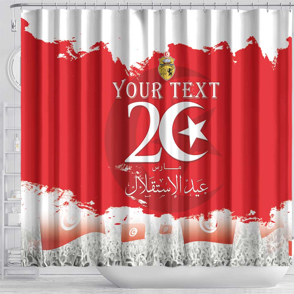 Personalised Tunisia Independence Day Shower Curtain 69th Anniversary - Flag Map LT15