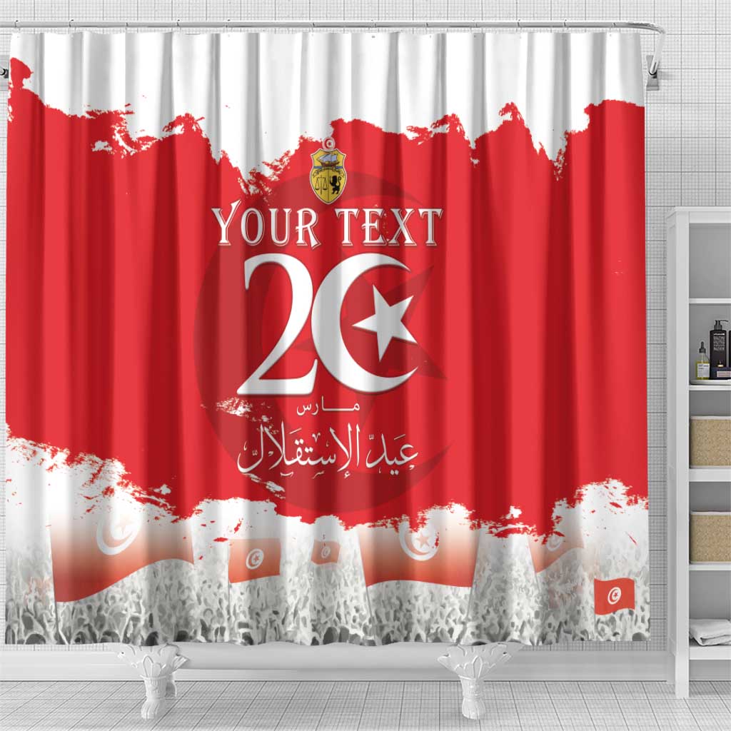 Personalised Tunisia Independence Day Shower Curtain 69th Anniversary - Flag Map LT15