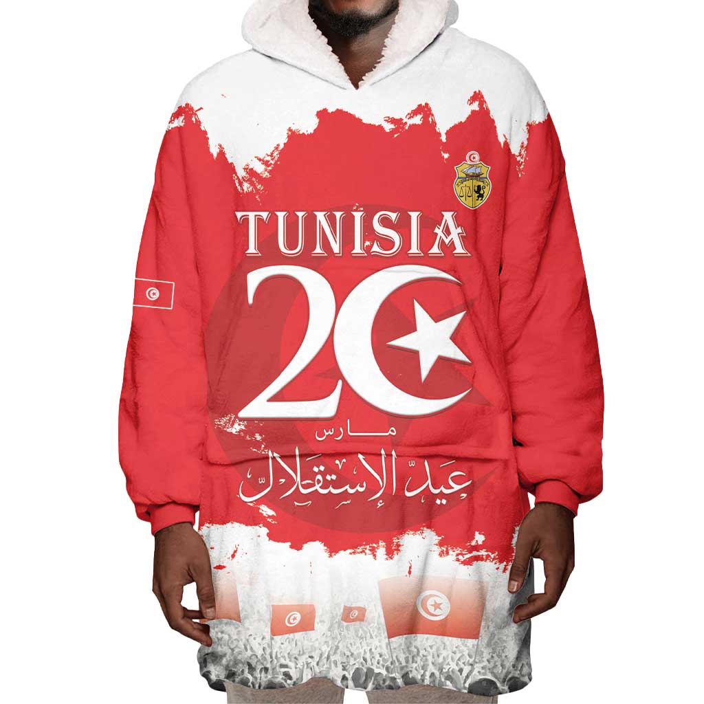 Personalized Afro Tunisia Wearable Blanket Hoodie Happy 69th Anniversary Independence LT15