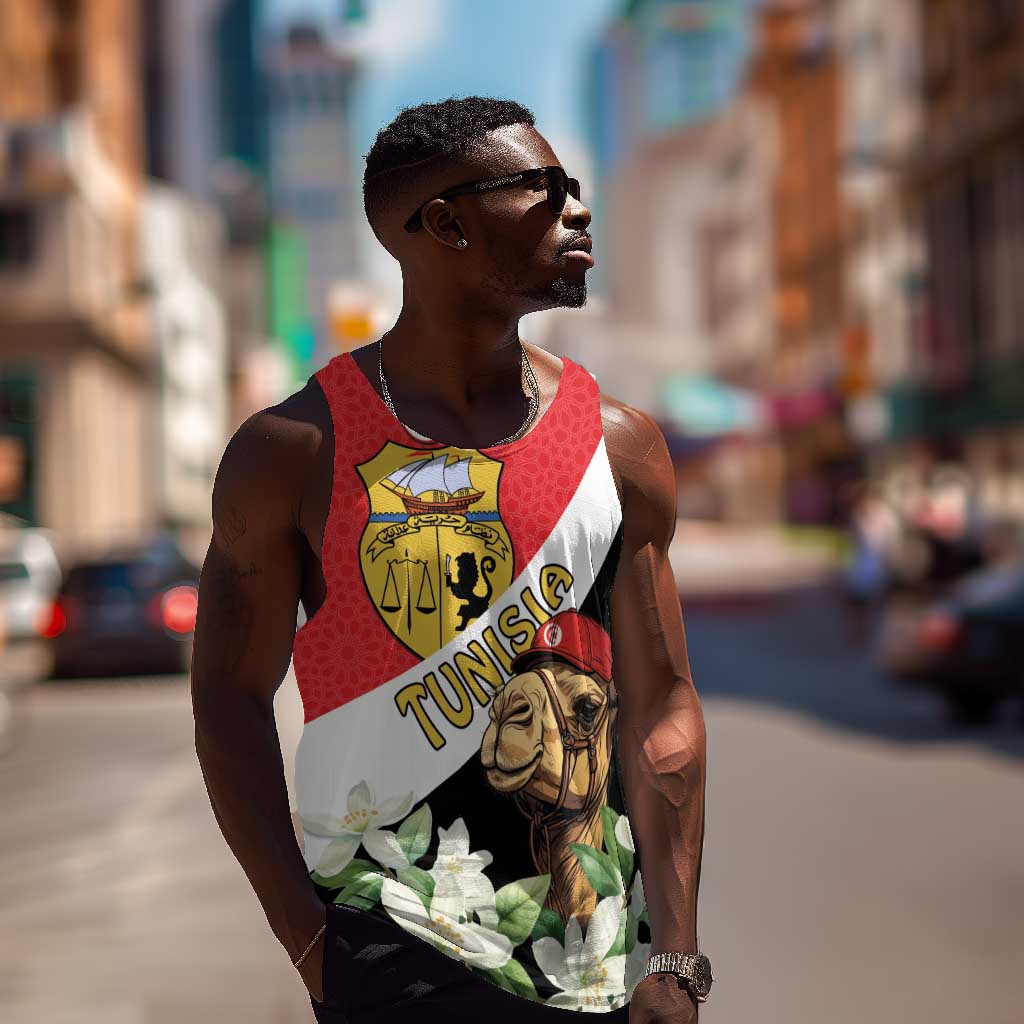 Personalized Afro Tunisia Men Tank Top Camelus Dromedarius With Jasmine LT15