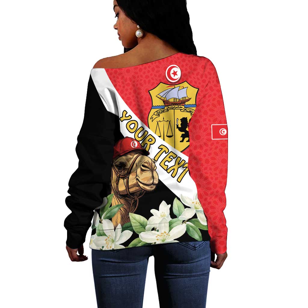 Personalized Afro Tunisia Off Shoulder Sweater Camelus Dromedarius With Jasmine LT15