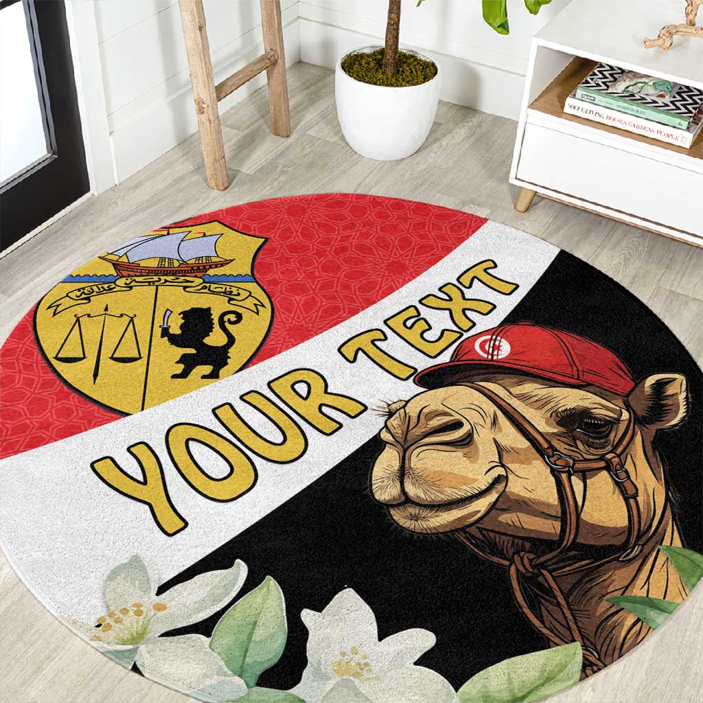 Personalized Afro Tunisia Round Carpet Camelus Dromedarius With Jasmine LT15