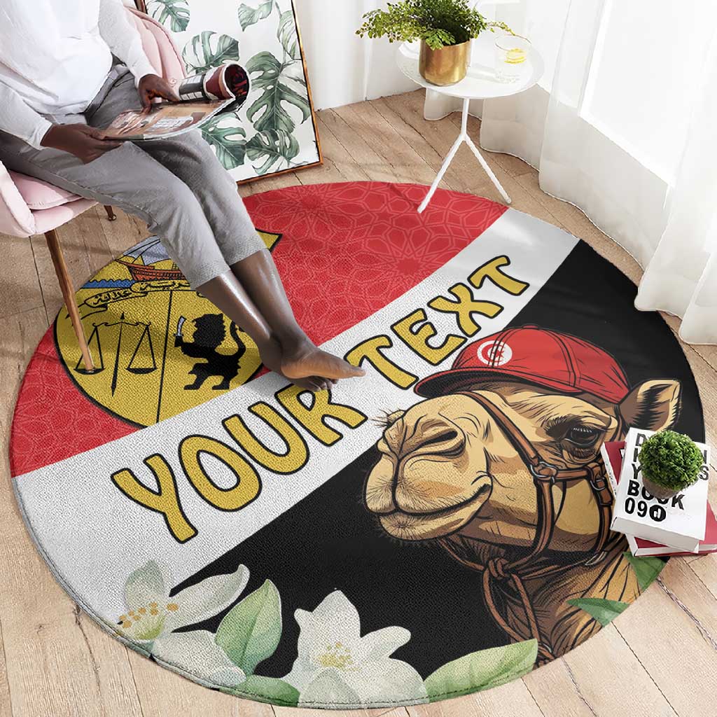 Personalized Afro Tunisia Round Carpet Camelus Dromedarius With Jasmine LT15