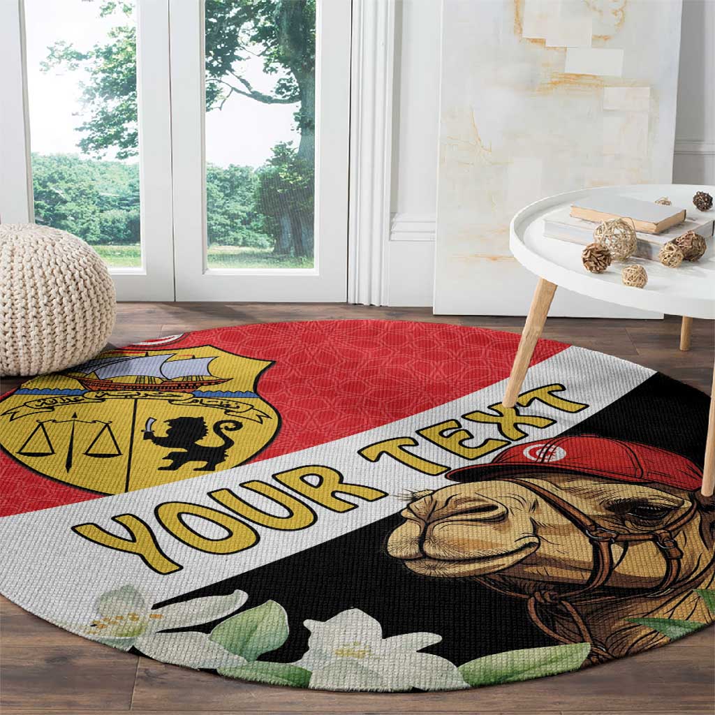 Personalized Afro Tunisia Round Carpet Camelus Dromedarius With Jasmine LT15
