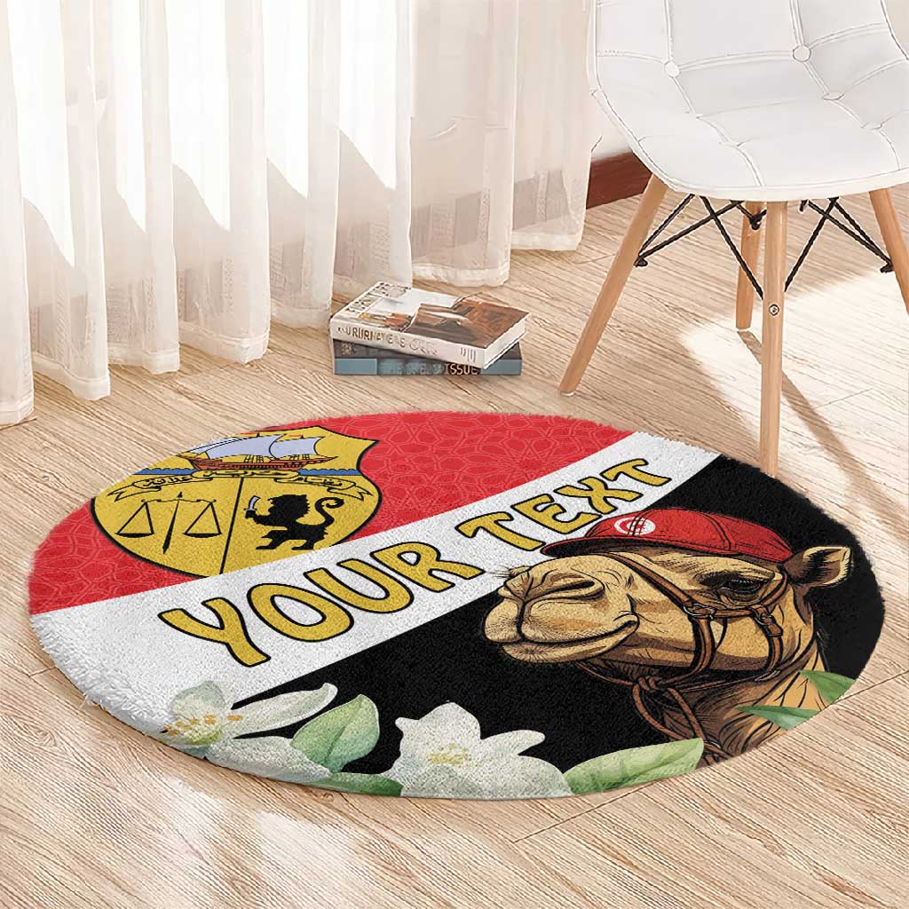 Personalized Afro Tunisia Round Carpet Camelus Dromedarius With Jasmine LT15