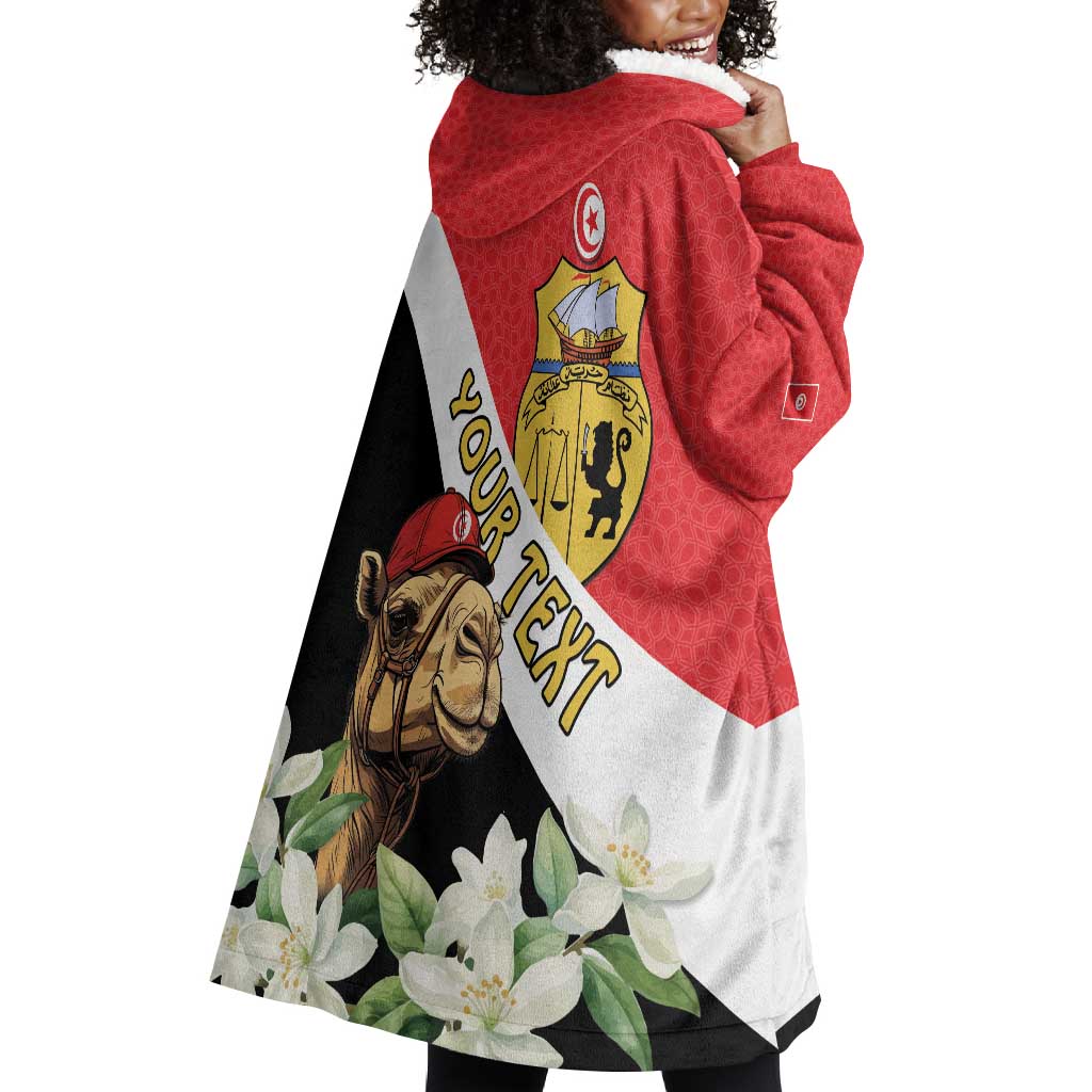 Personalized Afro Tunisia Wearable Blanket Hoodie Camelus Dromedarius With Jasmine LT15